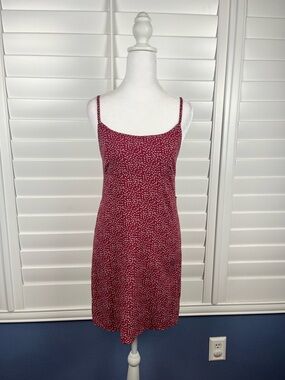 Brandy Melville Burgundy Floral-Spot Slip Dress Size XS Y2KCottagecore Coquette